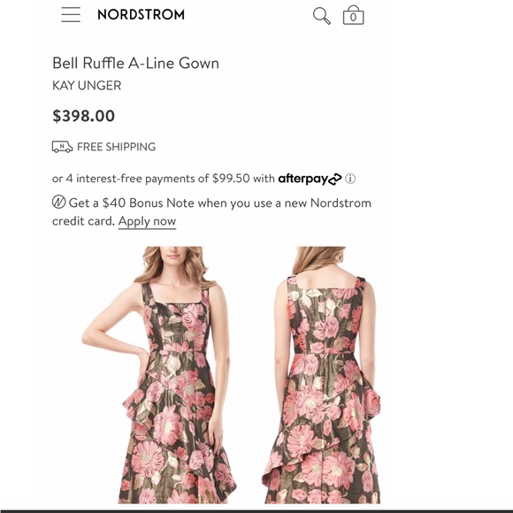 NWT KAY UNGER BELLE FLORAL PRINT RUFFLED SLEEVELESS A-LINE GOWN - Picture 4 of 12